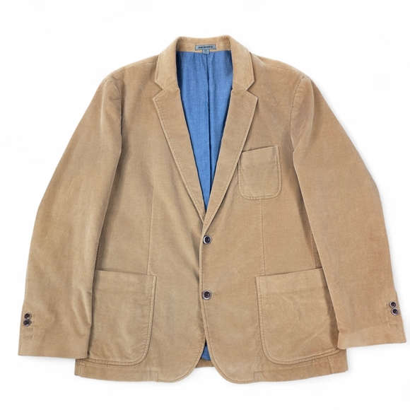 Johnston & Murphy Tan Corduroy Blazer XXL Cotton Stretch Sport Coat Structured